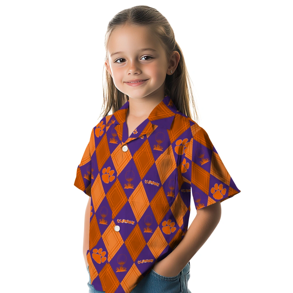 Clemson Tigers Hawaiian Shirt - Golfing Plaid clemson tigers balloon plaid orange hawaiian shirts premium grade