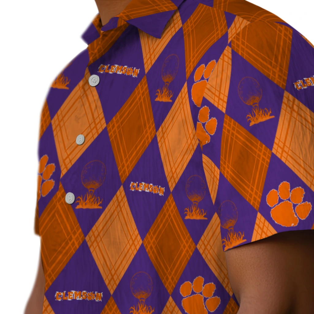 Clemson Tigers Hawaiian Shirt - Golfing Plaid clemson tigers balloon plaid orange hawaiian shirts trendy