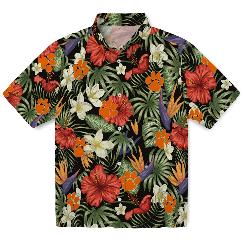 Clemson Tigers Hawaiian Shirt - Hawaii Floral Hibiscus clemson tigers hibiscus bird hawaiian shirts best selling
