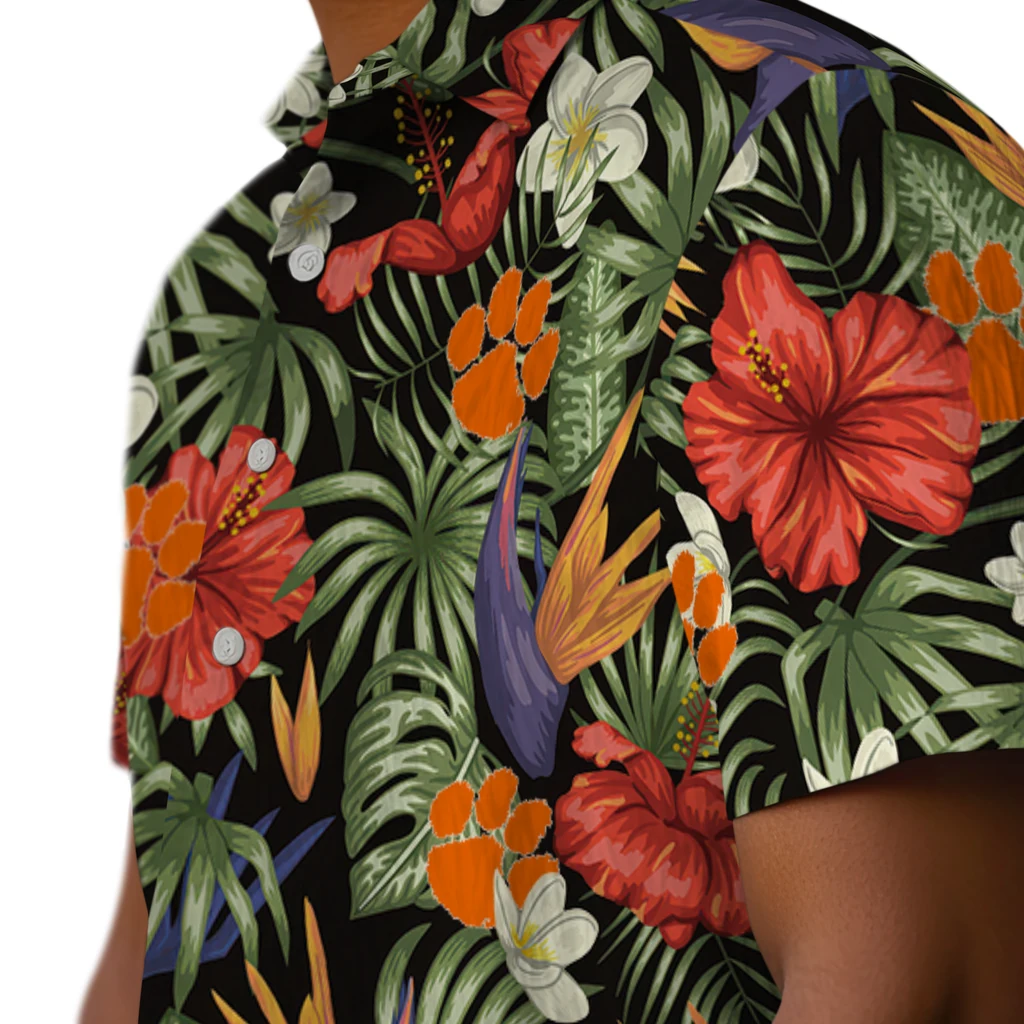 Clemson Tigers Hawaiian Shirt - Hawaii Floral Hibiscus clemson tigers hibiscus bird hawaiian shirts trendy