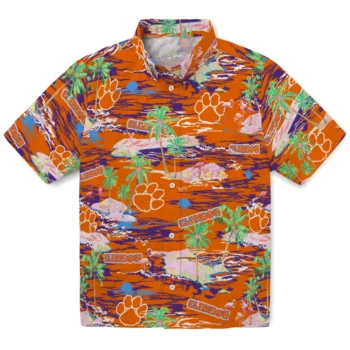 clemson tigers flamingo retreat orange hawaiian shirts best selling