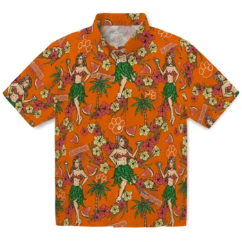 clemson tigers hawaiian girls design orange hawaiian shirts best selling