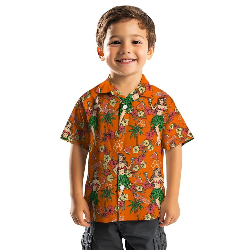 Clemson Tigers Hawaiian Shirt - Hawaiian Girls Design clemson tigers hawaiian girls design orange hawaiian shirts top rated