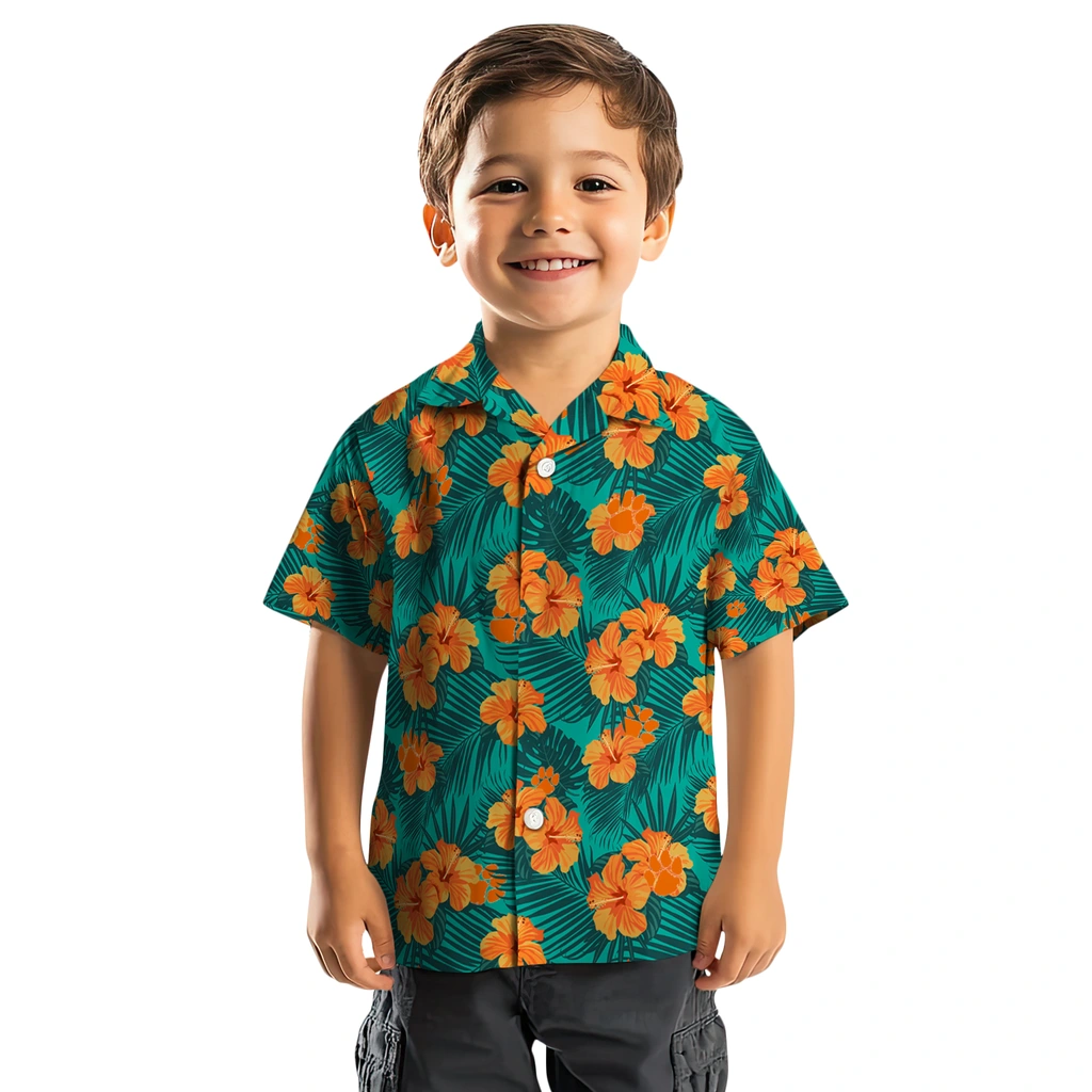 Clemson Tigers Hawaiian Shirt - Hibiscus and Palm Leaves clemson tigers hibiscus escape green hawaiian shirts top rated