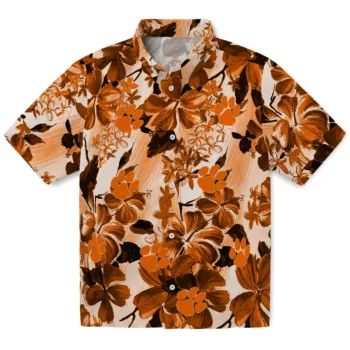 clemson tigers hibiscus arrangement orange hawaiian shirts best selling