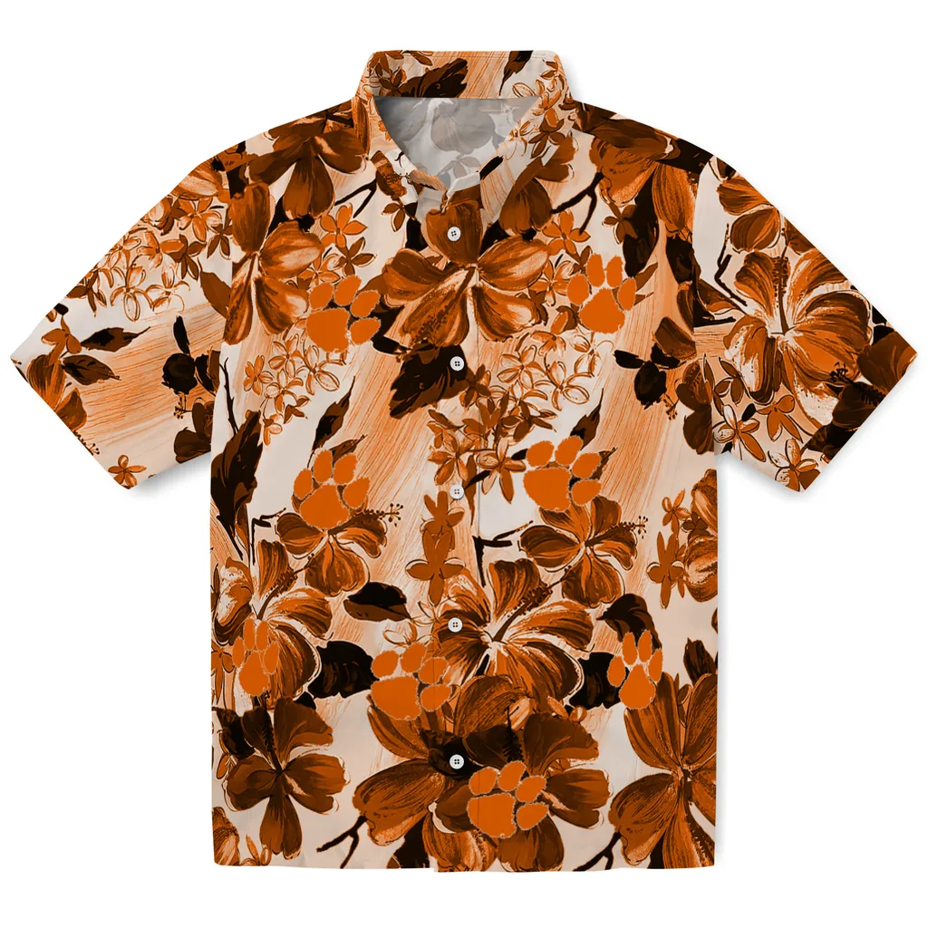 Clemson Tigers Hawaiian Shirt - Hibiscus Arrangement clemson tigers hibiscus arrangement orange hawaiian shirts best selling