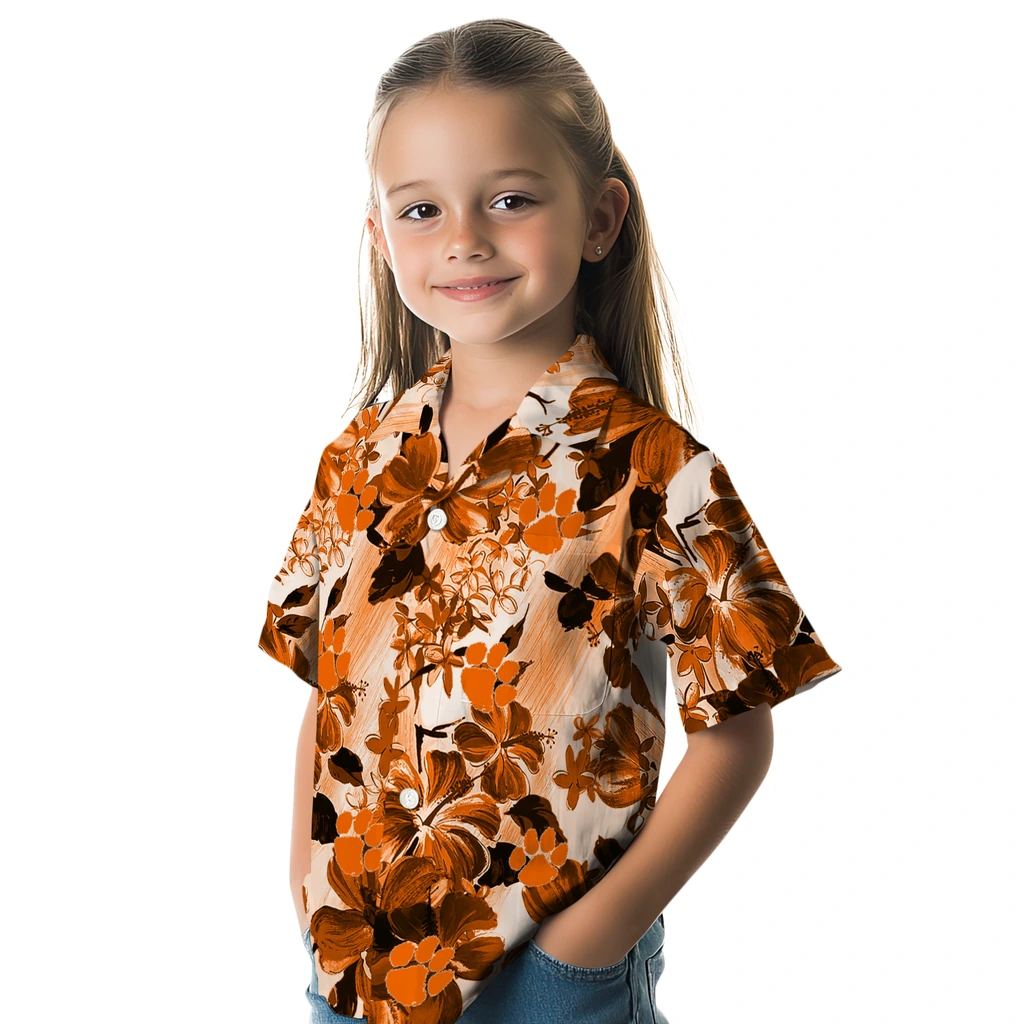 Clemson Tigers Hawaiian Shirt - Hibiscus Arrangement clemson tigers hibiscus arrangement orange hawaiian shirts premium grade