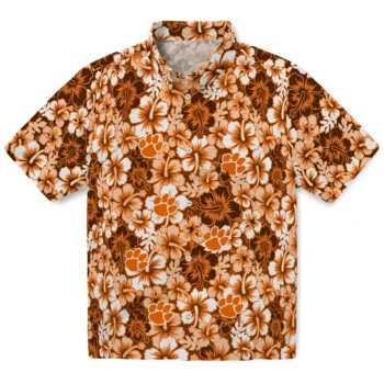 clemson tigers hibiscus blooms orange hawaiian shirts best selling