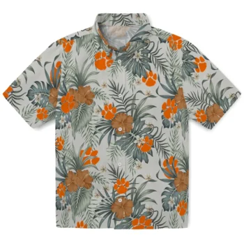 clemson tigers hibiscus designs beige hawaiian shirts best selling