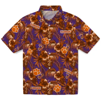 clemson tigers hibiscus exotic orange hawaiian shirts best selling