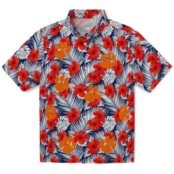 clemson tigers hibiscus fiesta red royal blue hawaiian shirts best selling