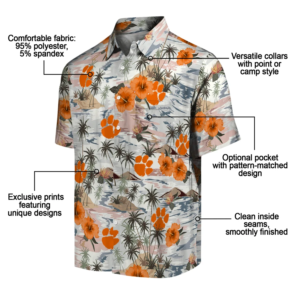 Clemson Tigers Hawaiian Shirt - Hibiscus Seaside clemson tigers hibiscus seaside white hawaiian shirts new arrival