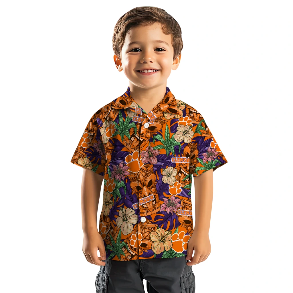 Clemson Tigers Hawaiian Shirt - Hibiscus Tiki Jungle clemson tigers tiki jungle orange hawaiian shirts top rated