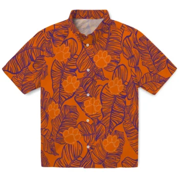 clemson tigers leaf outline orange hawaiian shirts best selling