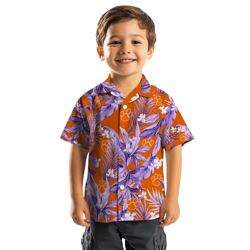 Clemson Tigers Hawaiian Shirt - Palm Leaves clemson tigers palm leaves orange hawaiian shirts top rated