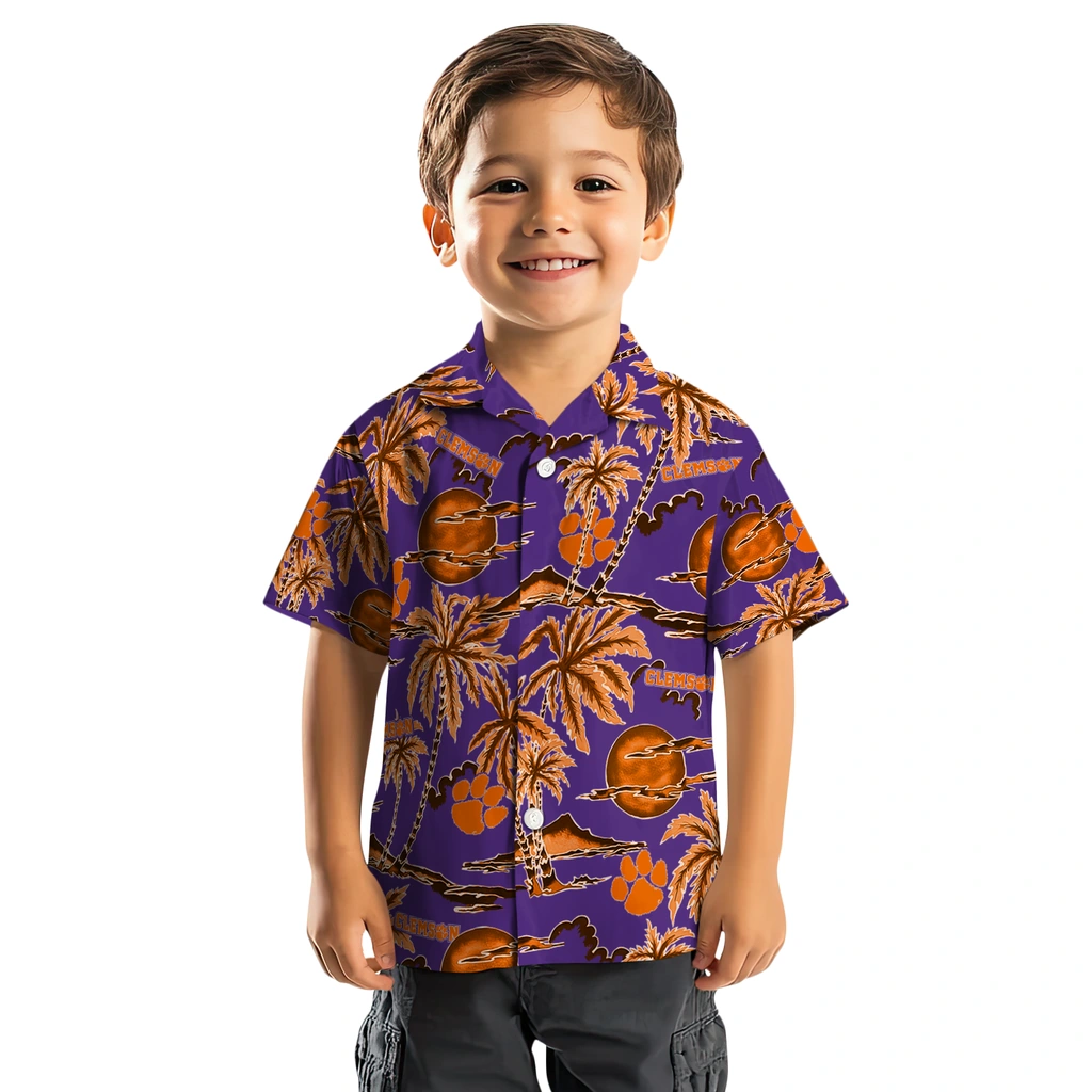 Clemson Tigers Hawaiian Shirt - Palm Sunset clemson tigers palm sunset hawaiian shirts top rated