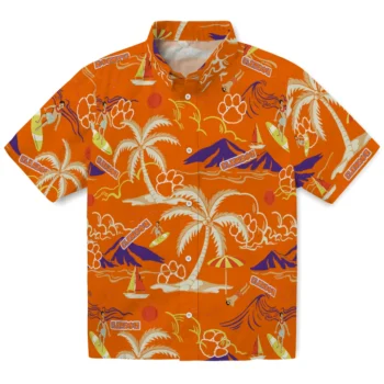 clemson tigers palm tree island orange hawaiian shirts best selling