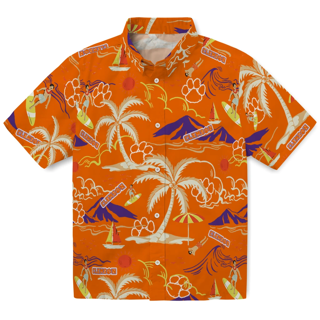 Clemson Tigers Hawaiian Shirt - Palm Tree Island clemson tigers palm tree island orange hawaiian shirts best selling