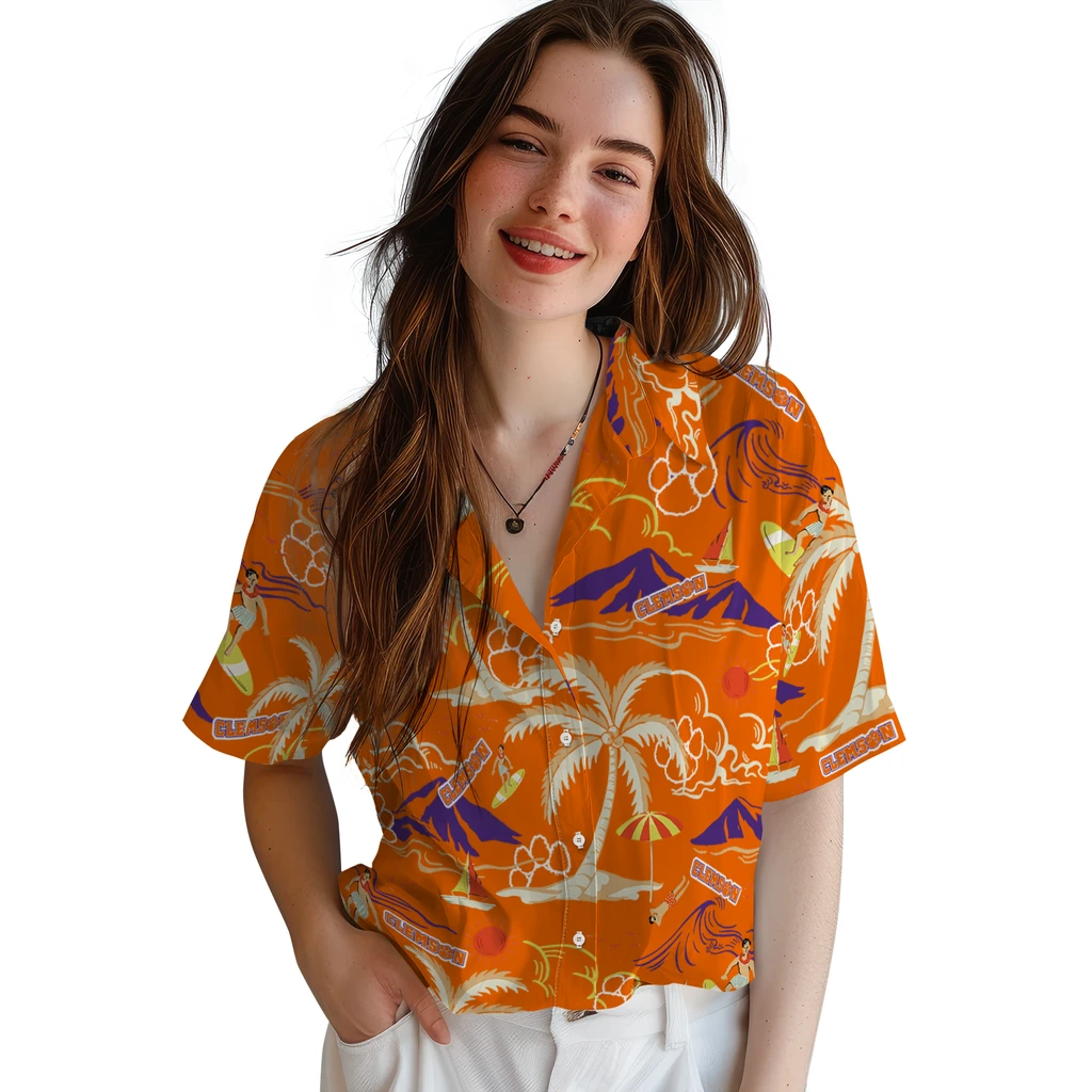 Clemson Tigers Hawaiian Shirt - Palm Tree Island clemson tigers palm tree island orange hawaiian shirts latest model