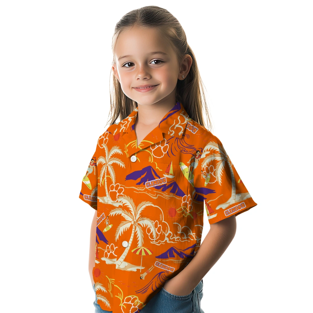Clemson Tigers Hawaiian Shirt - Palm Tree Island clemson tigers palm tree island orange hawaiian shirts premium grade