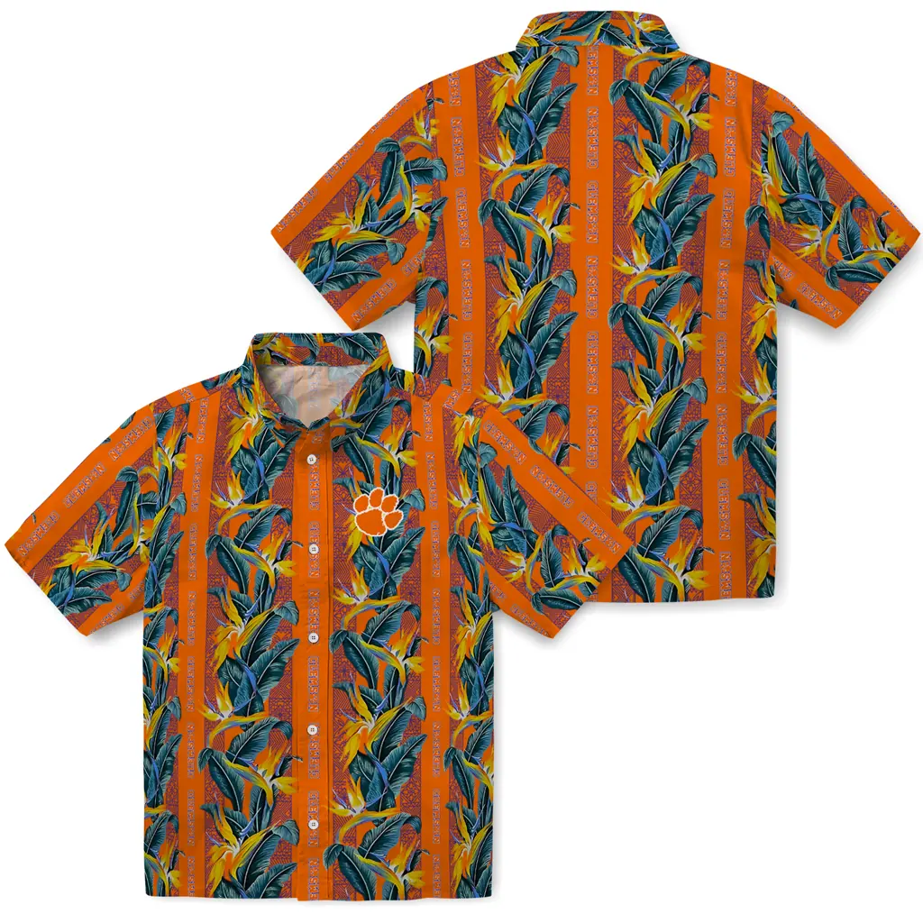 Clemson Tigers Hawaiian Shirt - Paradise Vines clemson tigers paradise vines orange hawaiian shirts high quality