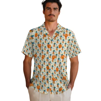 clemson tigers pineapple delight beige hawaiian shirts fashion forward