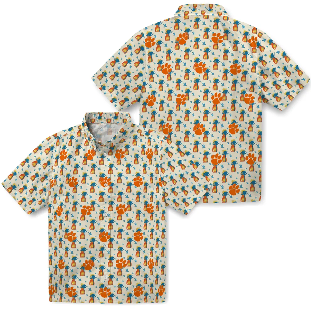 Clemson Tigers Hawaiian Shirt - Pineapple Delight clemson tigers pineapple delight beige hawaiian shirts high quality
