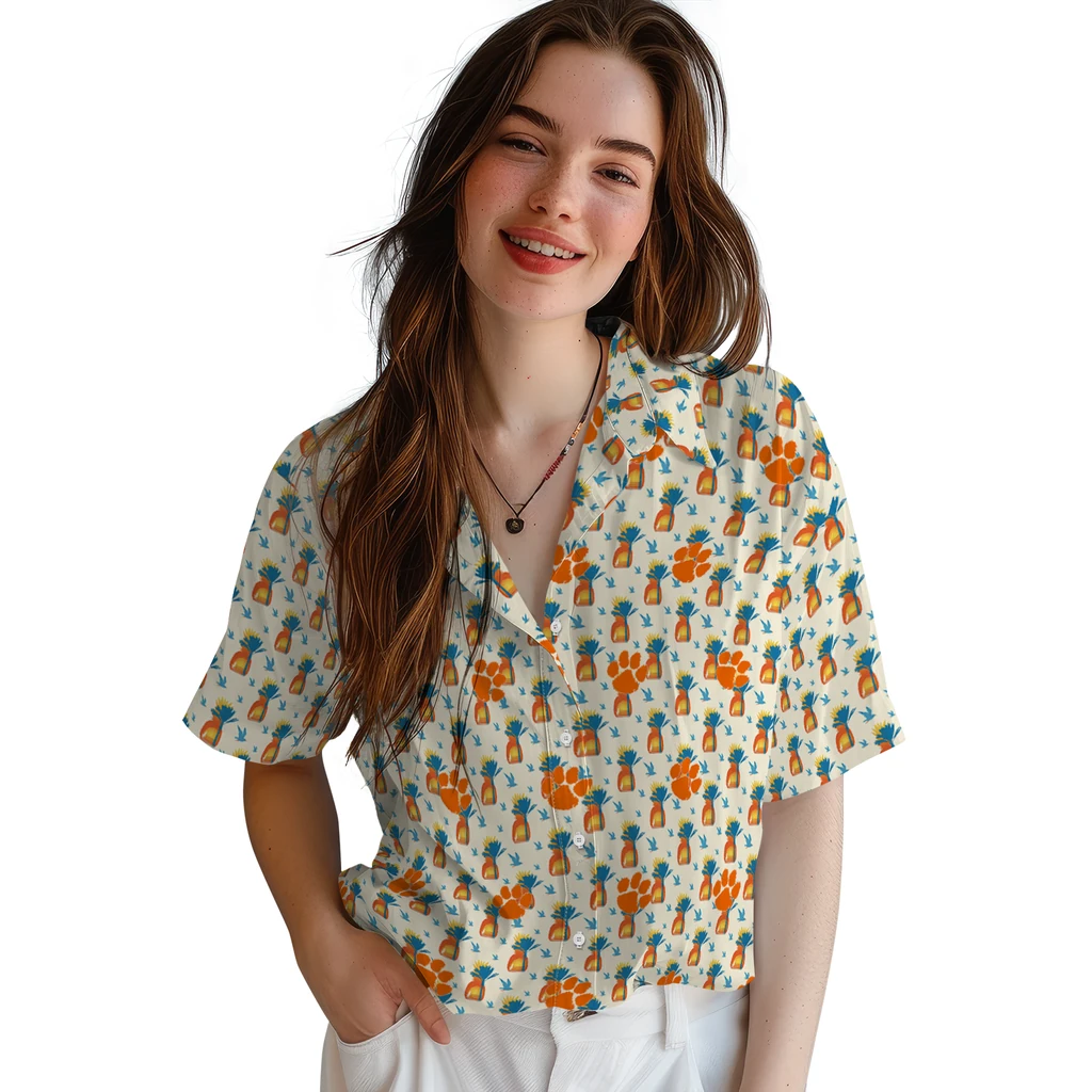 Clemson Tigers Hawaiian Shirt - Pineapple Delight clemson tigers pineapple delight beige hawaiian shirts latest model