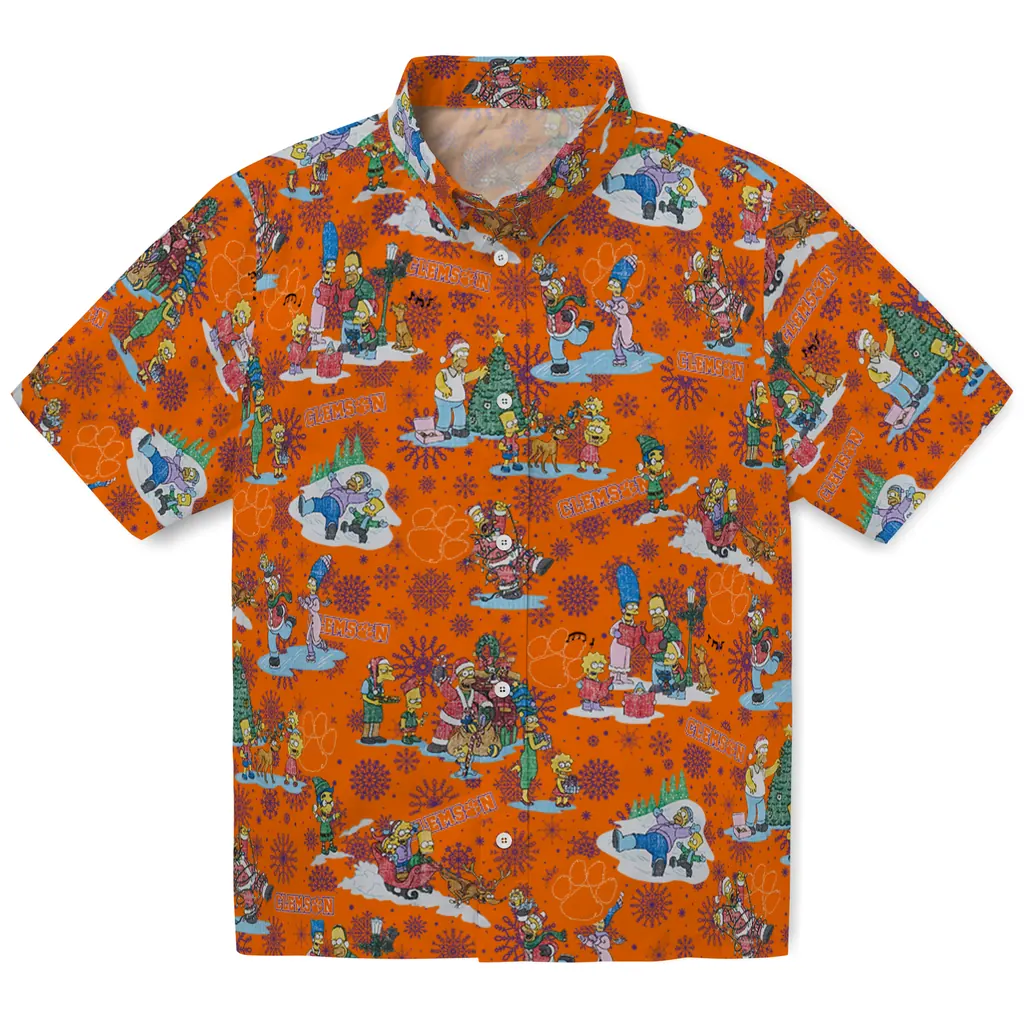 Clemson Tigers Hawaiian Shirt - Simpsons Christmas clemson tigers simpsons christmas orange hawaiian shirts best selling