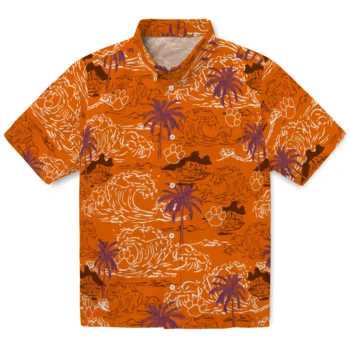 clemson tigers wave palm orange hawaiian shirts best selling