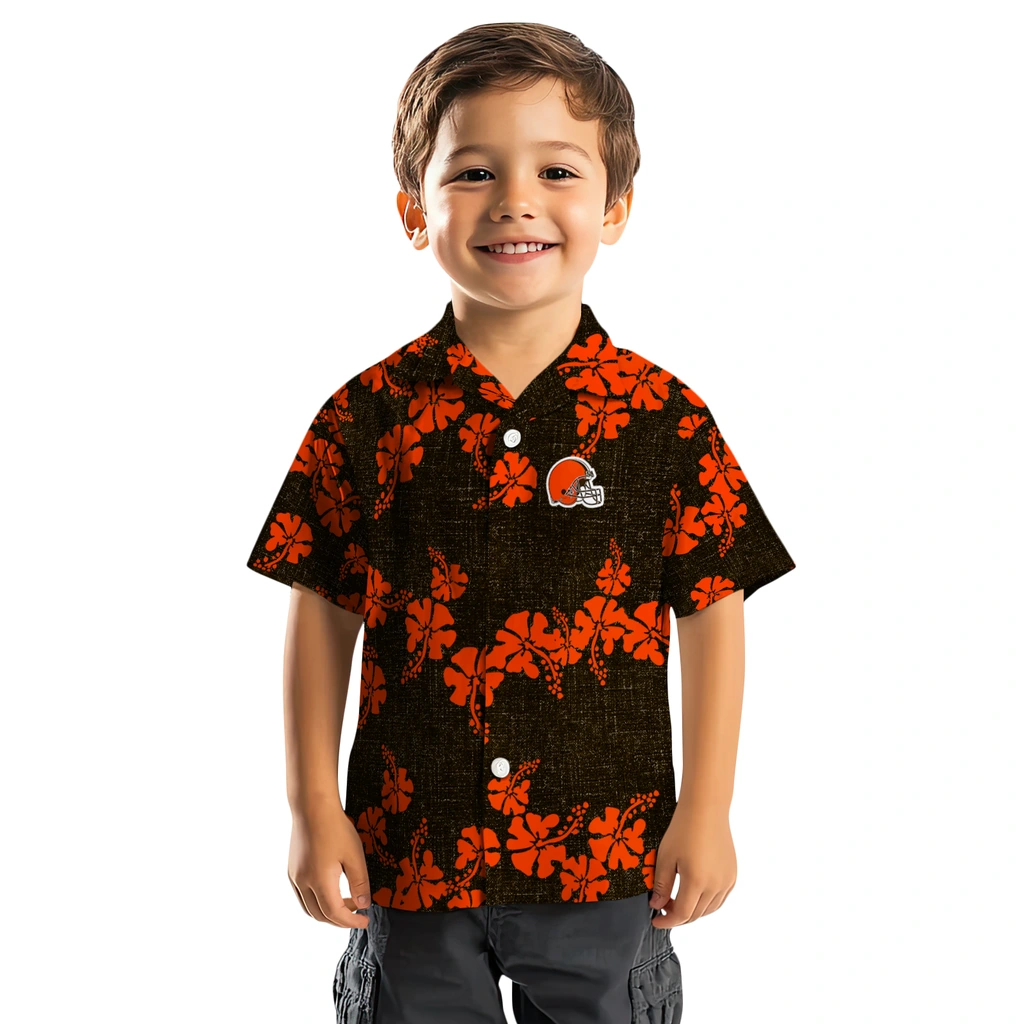 Cleveland Browns Hawaiian Shirt - 50th State Flower cleveland browns hibiscus petals brown hawaiian shirts top rated
