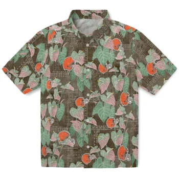 cleveland browns anthurium overlay brown hawaiian shirts best selling