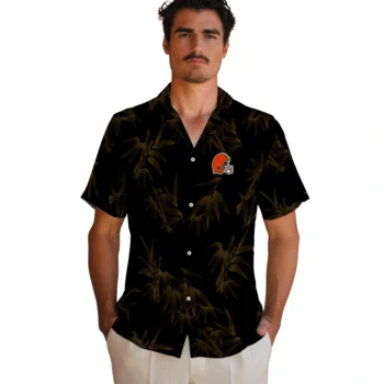 cleveland browns bamboo branches brown black hawaiian shirts fashion forward