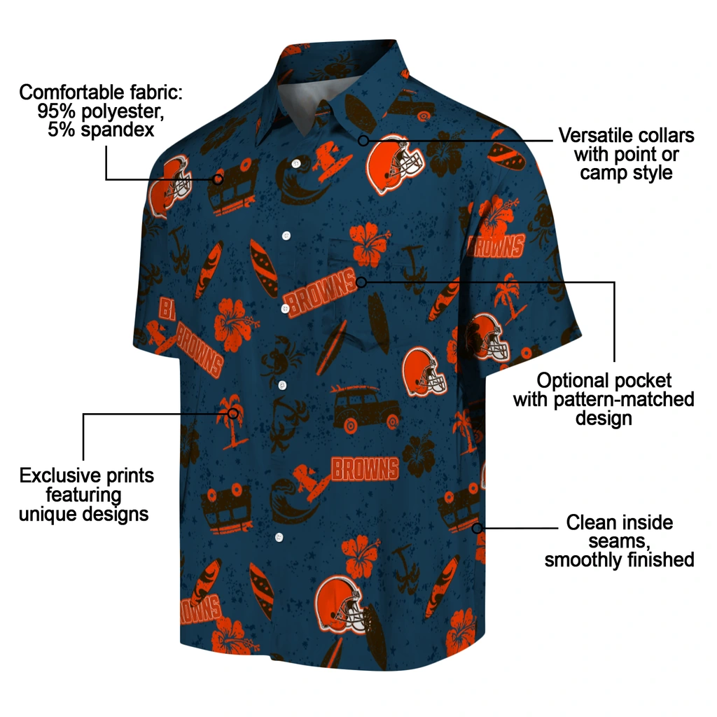 Cleveland Browns Hawaiian Shirt - Beach Vibe cleveland browns beach vibe navy hawaiian shirts new arrival