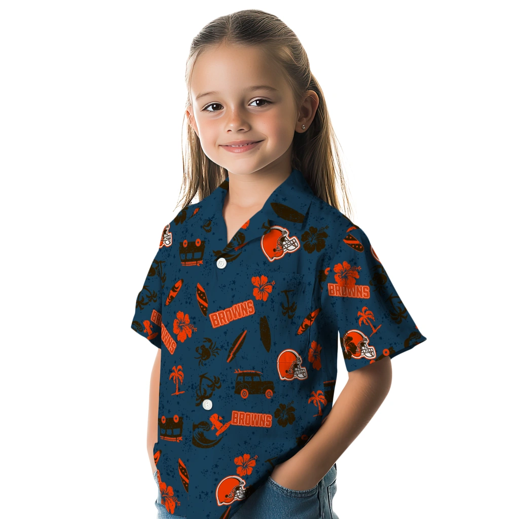 Cleveland Browns Hawaiian Shirt - Beach Vibe cleveland browns beach vibe navy hawaiian shirts premium grade