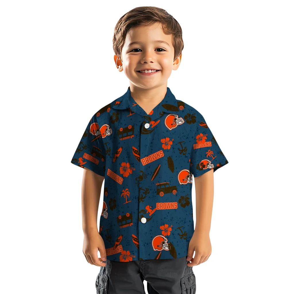 Cleveland Browns Hawaiian Shirt - Beach Vibe cleveland browns beach vibe navy hawaiian shirts top rated