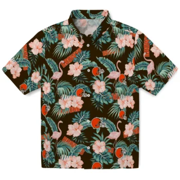 cleveland browns flamingo palms brown hawaiian shirts best selling
