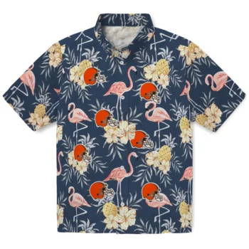 cleveland browns flamingo hibiscus navy hawaiian shirts best selling