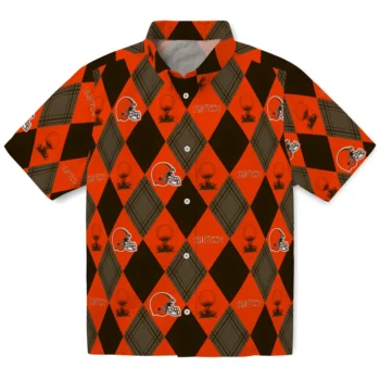 cleveland browns balloon plaid brown hawaiian shirts best selling