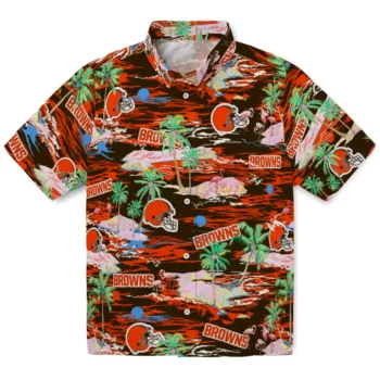 cleveland browns flamingo retreat brown hawaiian shirts best selling