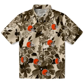 cleveland browns hibiscus arrangement brown hawaiian shirts best selling
