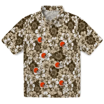 cleveland browns hibiscus blooms brown hawaiian shirts best selling