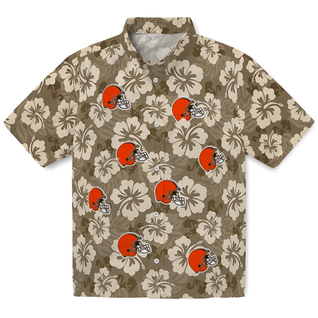 Cleveland Browns Hawaiian Shirt - Hibiscus Cluster cleveland browns hibiscus cluster brown hawaiian shirts best selling