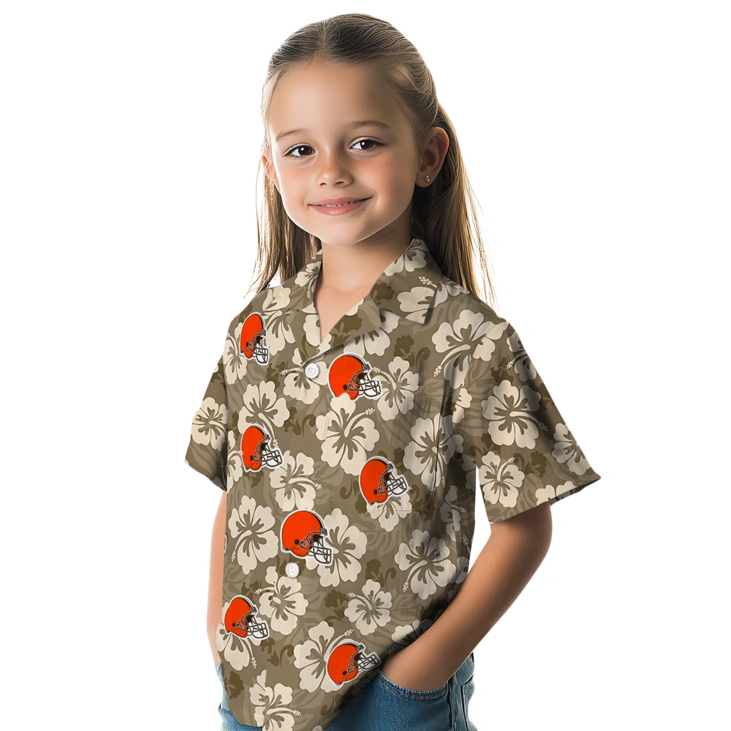 Cleveland Browns Hawaiian Shirt - Hibiscus Cluster cleveland browns hibiscus cluster brown hawaiian shirts premium grade