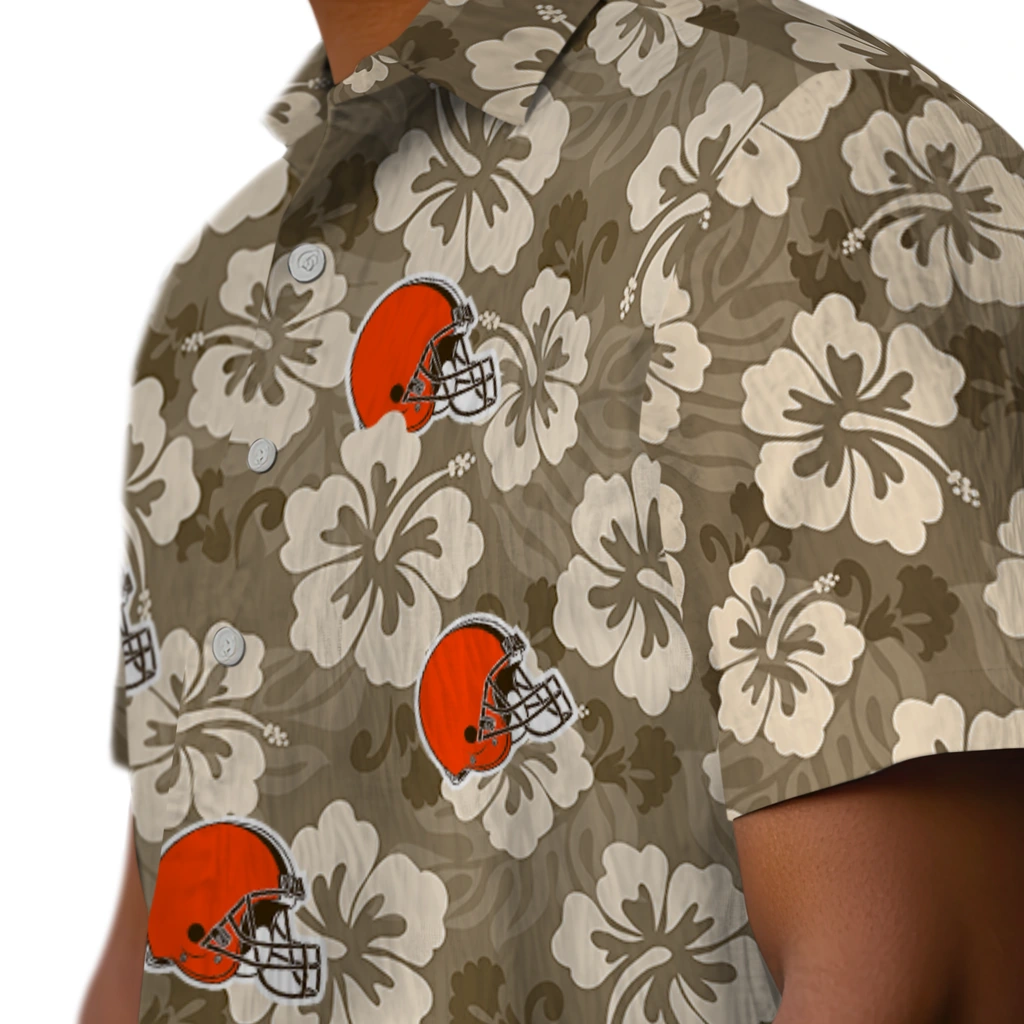 Cleveland Browns Hawaiian Shirt - Hibiscus Cluster cleveland browns hibiscus cluster brown hawaiian shirts trendy