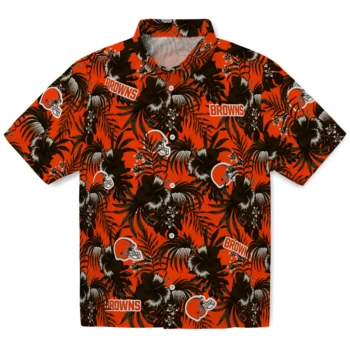 cleveland browns hibiscus exotic brown hawaiian shirts best selling
