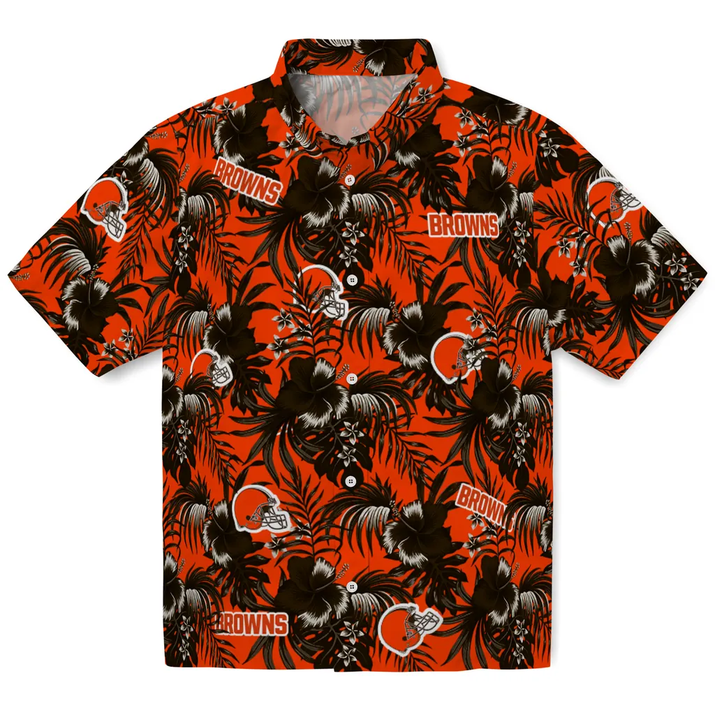 Cleveland Browns Hawaiian Shirt - Hibiscus Exotic cleveland browns hibiscus exotic brown hawaiian shirts best selling