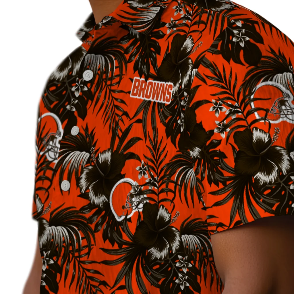 Cleveland Browns Hawaiian Shirt - Hibiscus Exotic cleveland browns hibiscus exotic brown hawaiian shirts trendy