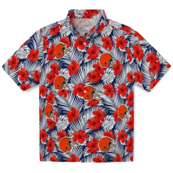 cleveland browns hibiscus fiesta red royal blue hawaiian shirts best selling
