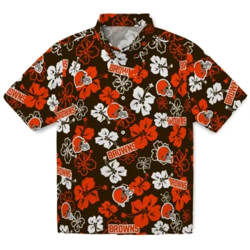 cleveland browns hibiscus bloom brown hawaiian shirts best selling